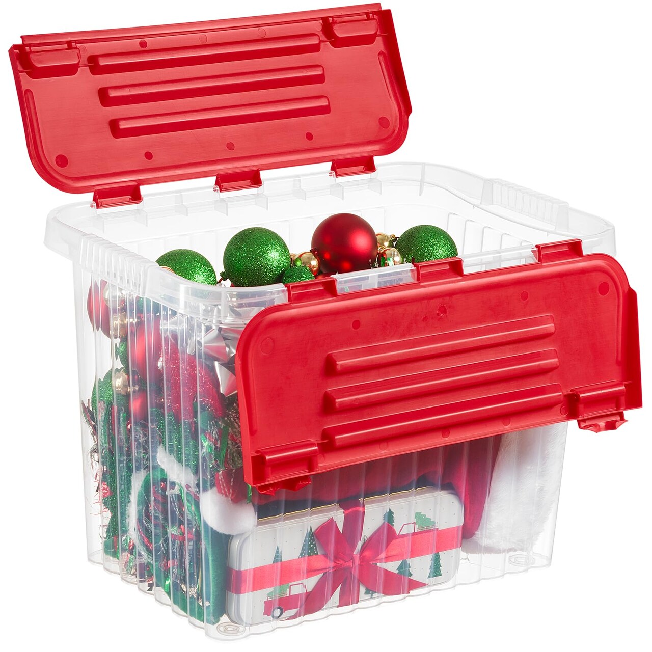 Superio Storage Box with Hinged Lids, Plastic Container Bins for Organizing with Attached Lid, Stackable Crates, BPA Free, Organizers for Home, Office, Dorm